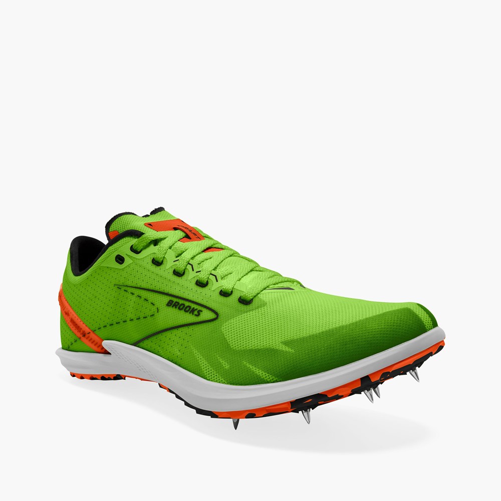 Chaussure Running Brooks Draft XC Cross Country with Spikes Vert Rouge Orange Blanche Femme | TIW-4855707